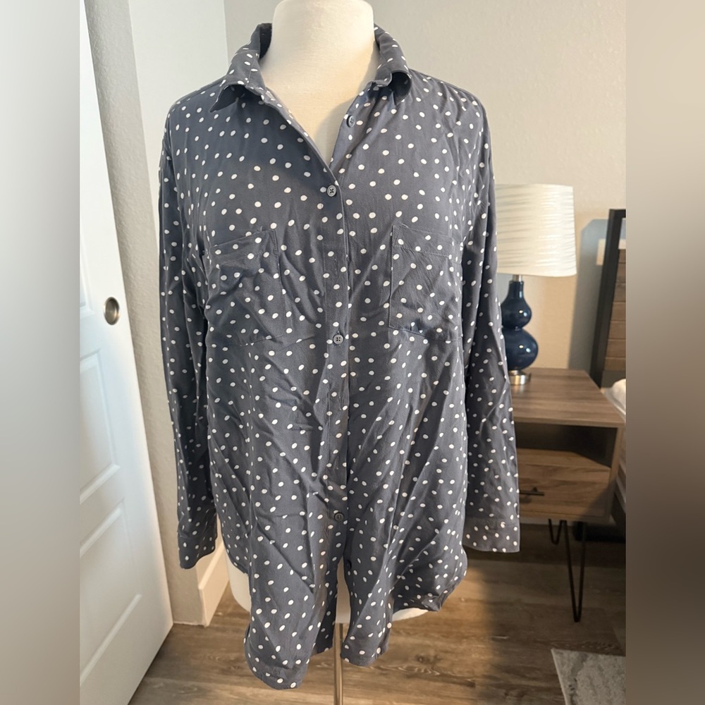 Loft long sleeve polka dot button down